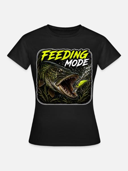 Fütterungsmodus Hechtfischerei-Design - Frauen T-Shirt - Schwarz