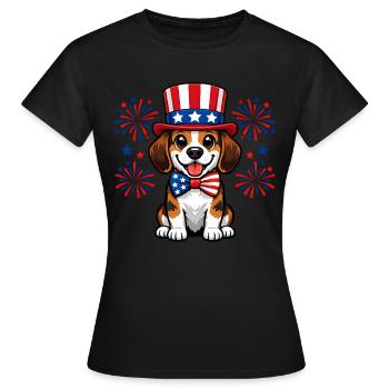 Beagle Patriot Süßer Hund Independence Day USA - Frauen T-Shirt - Schwarz - Vorne - AI Model Female 172 dark (172cm)