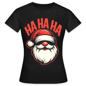 Motif de Noël HAHA du sourire du Père Noël - T-shirt Femme - noir - Devant - AI Model Female 172 dark (172cm)