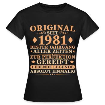Bester Jahrgang 1981 – 45. Geburtstag Geschenk - Frauen T-Shirt - Schwarz - Vorne - AI Model Female 172 dark (172cm)
