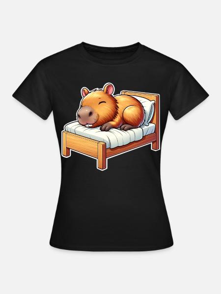 Capybara Schlafen - Frauen T-Shirt - Schwarz