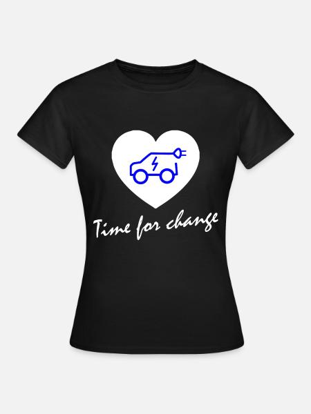Zeit für Wandel E-Auto Herz - Frauen T-Shirt - Schwarz