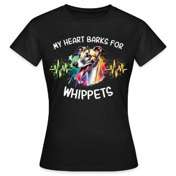 Windhund Herzlinie - Frauen T-Shirt - Schwarz - Vorne - AI Model Female 172 dark (172cm)