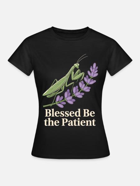 Gottesanbeterin Lavendel - Frauen T-Shirt - Schwarz