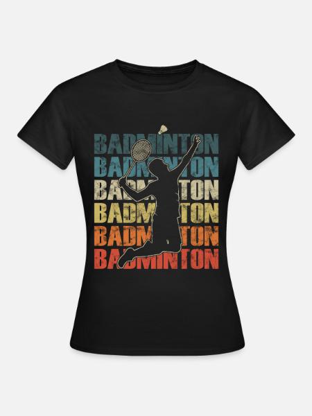 Badmintonspieler Smash Im Retro-Stil - Frauen T-Shirt - Schwarz