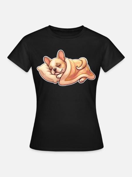 Französische Bulldogge Schlafen - Frauen T-Shirt - Schwarz