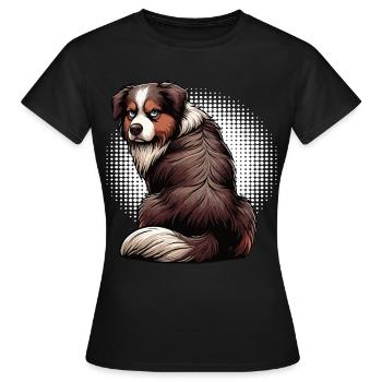 Australian Shepherd Aussie Aussiebesitzer Aussies - Frauen T-Shirt - Schwarz - Vorne - AI Model Female 172 dark (172cm)