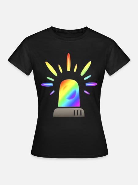 Regenbogen Sirene Warnleuchte - Frauen T-Shirt - Schwarz