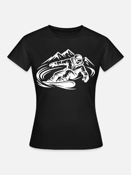 Snowboarder in den Bergen – Snowboard Action - Frauen T-Shirt - Schwarz