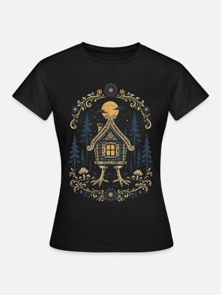 Baba Yaga Hütte - Frauen T-Shirt - Schwarz
