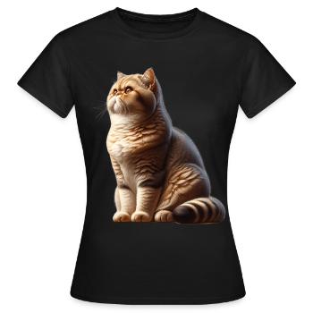 Exotische Kurzhaarkatze - Frauen T-Shirt - Schwarz - Vorne - AI Model Female 172 dark (172cm)