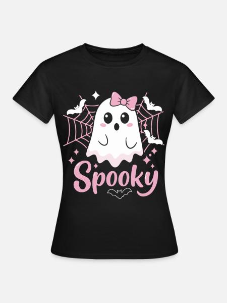 Spooky Ghost Halloween - Frauen T-Shirt - Schwarz