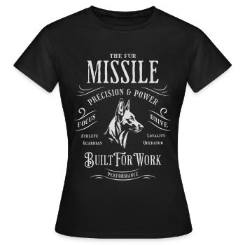 Malinois - The Fur Missile: Built for Work - Frauen T-Shirt - Schwarz - Vorne - AI Model Female 172 dark (172cm)