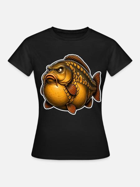 Fat Mirror Karpfenfischen - Frauen T-Shirt - Schwarz