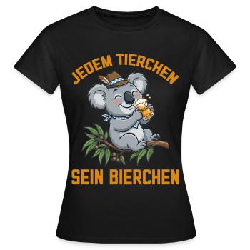Jedem Tierchen sein Bierchen Koala Bär trinkt Bier - Frauen T-Shirt - Schwarz - Vorne - AI Model Female 172 dark (172cm)
