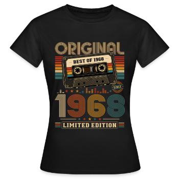 58th Birthday Gift Man Cassette Best of 1968 - Women's T-Shirt - black - Front - AI Model Female 172 dark (172cm)