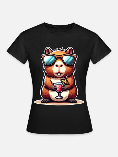 Capybara Cocktail  - Frauen T-Shirt - Schwarz