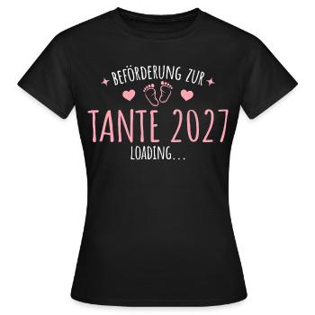 Schwangerschaft Verkünden Tante 2027 - Frauen T-Shirt - Schwarz - Vorne - AI Model Female 172 dark (172cm)