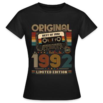 34. Geburtstag Geschenk Mann Kassette Best of 1992 - Frauen T-Shirt - Schwarz - Vorne - AI Model Female 172 dark (172cm)