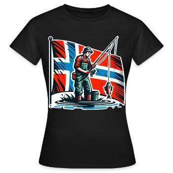 Drapeau de Norvège Angler - T-shirt Femme - noir - Devant - AI Model Female 172 dark (172cm)