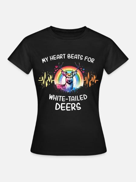 Weisswedelhirsch Herzlinie - Frauen T-Shirt - Schwarz