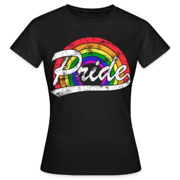 Gay Pride LGBT Regenbogen Flagge Vintage - Frauen T-Shirt - Schwarz - Vorne - AI Model Female 172 dark (172cm)