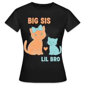 Geschlechterenthüllung Babyparty Große Schwester Kleiner Bruder Baby - Frauen T-Shirt - Schwarz - Vorne - AI Model Female 172 dark (172cm)