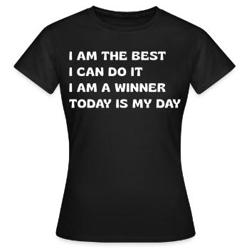 Affirmations puissantes - T-shirt Femme - noir - Devant - AI Model Female 172 dark (172cm)
