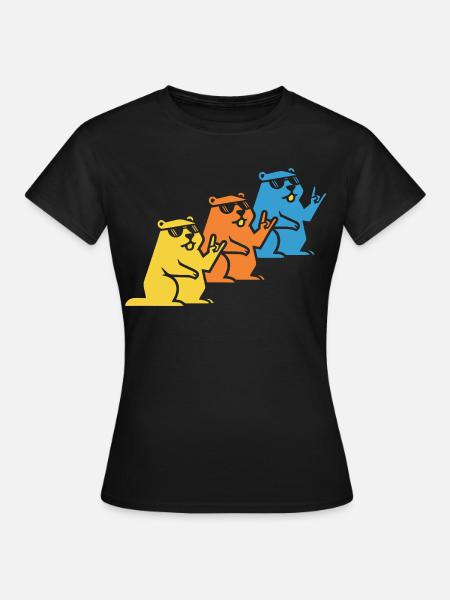Murmeltier Sonnenbrille Rock On - Frauen T-Shirt - Schwarz