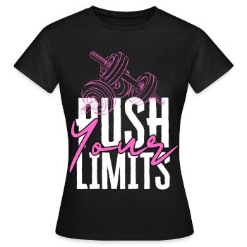 Icône de fitness Repoussez vos limites - T-shirt Femme - noir - Devant - AI Model Female 172 dark (172cm)