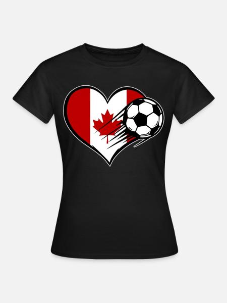 Kanada Flagge Fußball mit Herz - Frauen T-Shirt - Schwarz