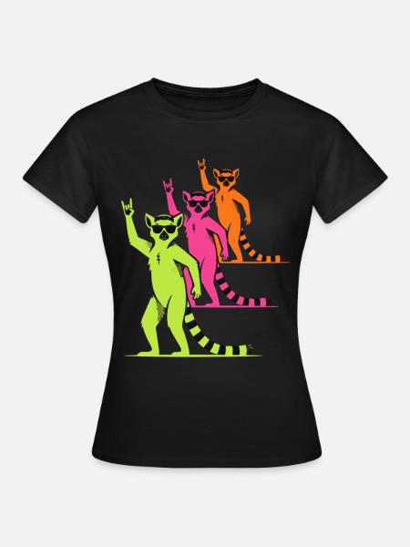 Lemuren Rock On - Frauen T-Shirt - Schwarz