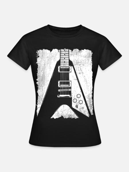 Graffiti-Gitarren-Silhouette - Frauen T-Shirt - Schwarz