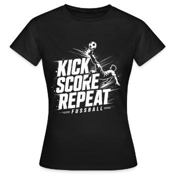 Fußball Kick Score Repeat Motiv - Frauen T-Shirt - Schwarz - Vorne - AI Model Female 172 dark (172cm)