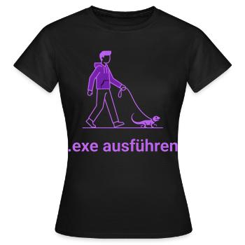.exe ausführen ADMIN Lila - Frauen T-Shirt - Schwarz - Vorne - AI Model Female 172 dark (172cm)