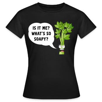 Céleri Insolent : C’est moi ? - T-shirt Femme - noir - Devant - AI Model Female 172 dark (172cm)
