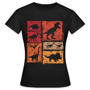 Retro Dinosaurier Grafik - Frauen T-Shirt - Schwarz - Vorne - AI Model Female 172 dark (172cm)
