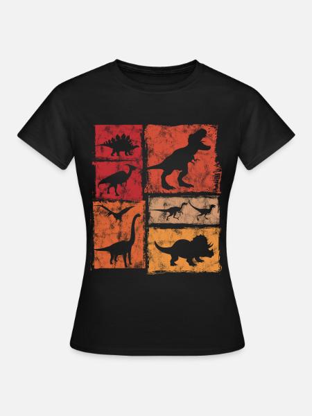 Retro Dinosaurier Grafik - Frauen T-Shirt - Schwarz