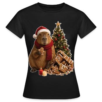 Christmas Capybara Advent Magic - Women's T-Shirt - black - Front - AI Model Female 172 dark (172cm)
