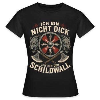 Wikinger, Ich Bin Der Schildwall, Odins Wölfe - Frauen T-Shirt - Schwarz - Vorne - AI Model Female 172 dark (172cm)