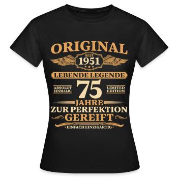 75. Geburtstag Absolut Einmalig 1951 Jahrgang - Frauen T-Shirt - Schwarz - Vorne - AI Model Female 172 dark (172cm)