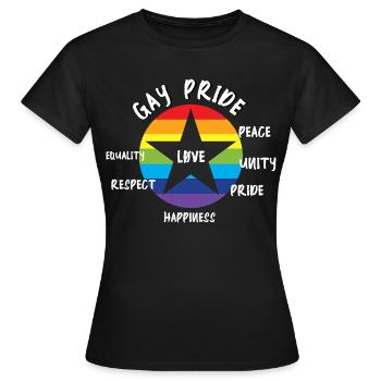 love gay CSD regenbogen stolz vielfalt stern LGBTQ - Frauen T-Shirt - Schwarz - Vorne - AI Model Female 172 dark (172cm)