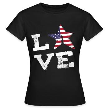 love usa freiheit NY stars and stripes stern Cool - Frauen T-Shirt - Schwarz - Vorne - AI Model Female 172 dark (172cm)