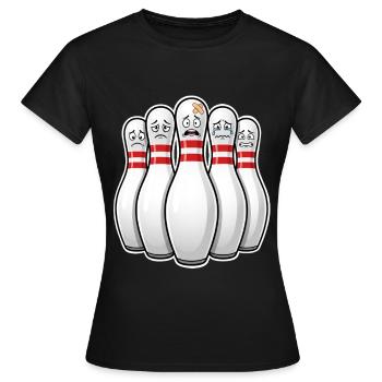 Kegeln Bowling Pins - Frauen T-Shirt - Schwarz - Vorne - AI Model Female 172 dark (172cm)