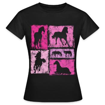 Pferde Grafik für Reiter und Voltigierer - Frauen T-Shirt - Schwarz - Vorne - AI Model Female 172 dark (172cm)