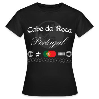 Cabo da Roca Portugal Streetwear Reise Souvenir - Frauen T-Shirt - Schwarz - Vorne - AI Model Female 172 dark (172cm)