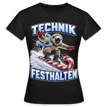 Brillenlangur auf der Zuckerstange - Frauen T-Shirt - Schwarz - Vorne - AI Model Female 172 dark (172cm)