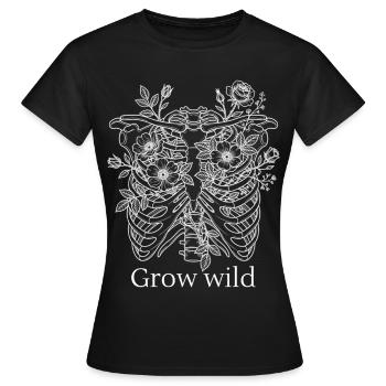 Faire pousser des fleurs à cage thoracique sauvage Roses - T-shirt Femme - noir - Devant - AI Model Female 172 dark (172cm)