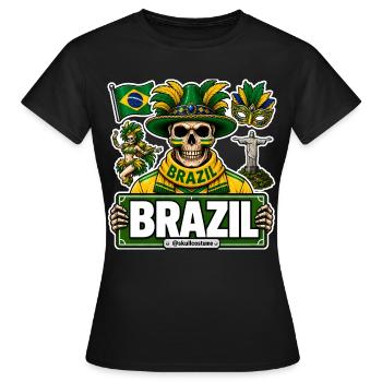 SkullCostume World Edition: Brasilien - Frauen T-Shirt - Schwarz - Vorne - AI Model Female 172 dark (172cm)