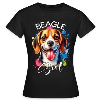 Beagle Mädchen Beagle - Frauen T-Shirt - Schwarz - Vorne - AI Model Female 172 dark (172cm)